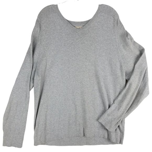L.L. Bean Cashmere Blend Sweater Men's XL Regular Gray V-neck Ribbed Neck - Picture 1 of 9